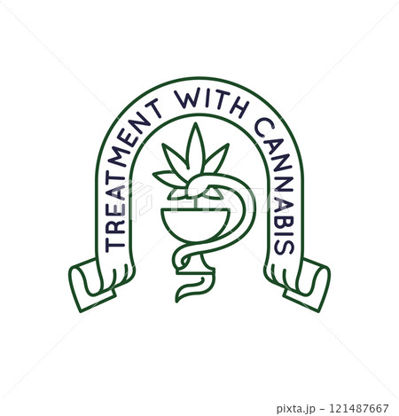 Simple Logo with Cannabis Treatment Icon 121487667