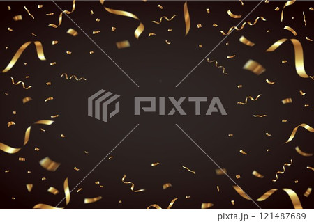 ゴールドの紙吹雪のベクターイラスト 金色の紙吹雪のフレーム ゴールドの紙吹雪のベクターイラスト 金色の紙吹雪のフレーム 121487689