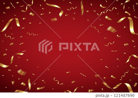 ゴールドの紙吹雪のベクターイラスト 金色の紙吹雪のフレーム 121487690