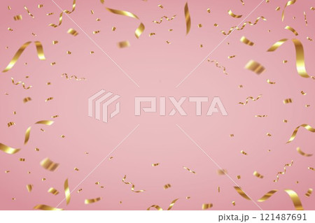 ゴールドの紙吹雪のベクターイラスト 金色の紙吹雪のフレーム 121487691