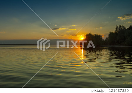 Evening view of the lake Evening view of the lake 121487820