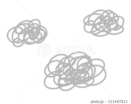 落書き風のモヤモヤ・ぐちゃぐちゃマークセット　憂うつ・ゴミ・ほこり 121487821