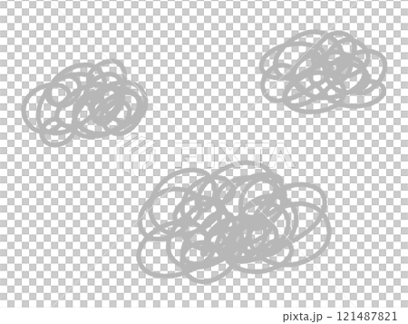 落書き風のモヤモヤ・ぐちゃぐちゃマークセット　憂うつ・ゴミ・ほこり 121487821