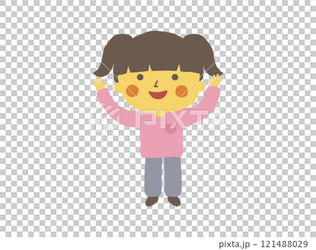 万歳をして喜ぶ女の子 121488029