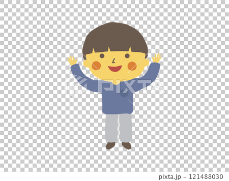 万歳をして喜ぶ男の子 121488030