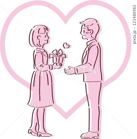 男女 カップル プレゼント バレンタイン バースデー かわいい おしゃれ 手描き イラスト素材 男女 カップル プレゼント バレンタイン バースデー かわいい おしゃれ 手描き イラスト素材 121488562