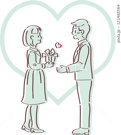 男女 カップル プレゼント バレンタイン バースデー かわいい おしゃれ 手描き イラスト素材 男女 カップル プレゼント バレンタイン バースデー かわいい おしゃれ 手描き イラスト素材 121488564