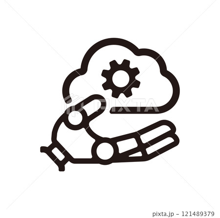 クラウド・SaaS アイコン / ロボットの手・AI 121489379
