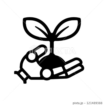 エコロジー ・植物アイコン / ロボットの手・AI エコロジー ・植物アイコン / ロボットの手・AI 121489388