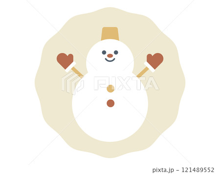 手描き風かわいい雪だるまのイラスト 121489552