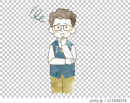 Worried man - watercolor Worried man - watercolor 121489576