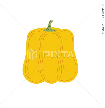 Bell pepper fresh vegetable hand drawn simple doodle illustration, healthy life style organic diet, food concept, whole paprika plant flat style image for menu, recipe design 121489583