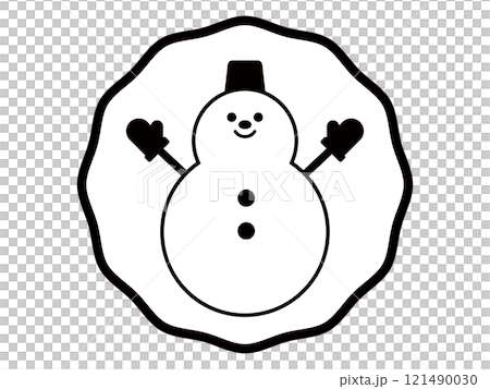 可愛い雪だるまのシルエット 121490030