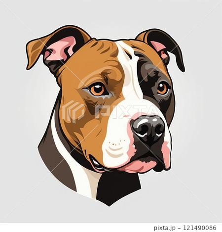 凛々しい顔のアメリカンピットブルテリア 121490086