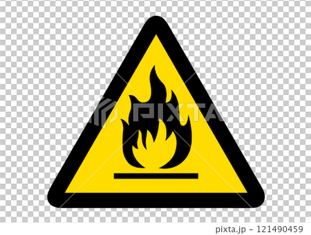 Fire hazard warning sign pictogram illustration 121490459