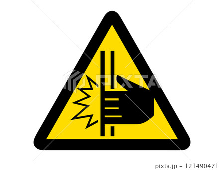 ホームドア 手を挟まないよう注意 警告標識 ピクトグラムのイラスト 121490471