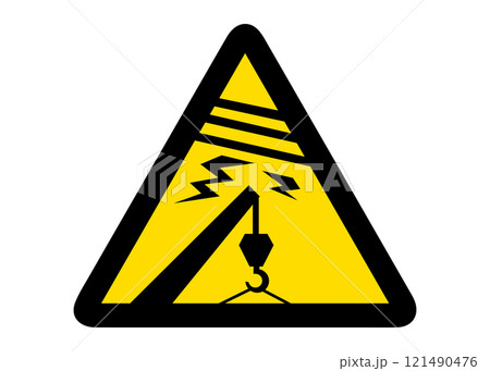 上部架空線注意 警告標識ピクトグラム（クレーン作業） 121490476