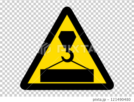 Crane operation warning sign pictogram sign (vector) 121490480