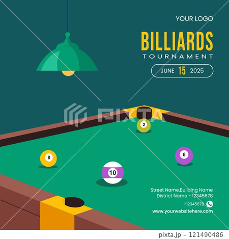 Billiards Game Templates for Social Media with Flat Cartoon Design Illustration 121490486