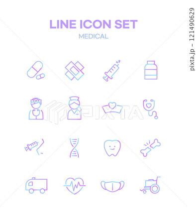 Gradient Line Icon Set Gradient Line Icon Set 121490629