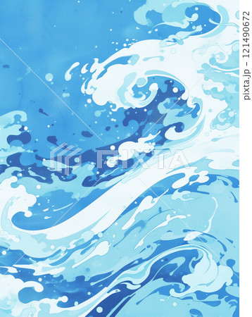 躍動感あふれる波のイラスト 121490672
