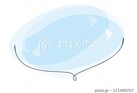 手書きの水彩風の吹き出しイラスト　下線　水色　蛍光ペン　単体 121490707