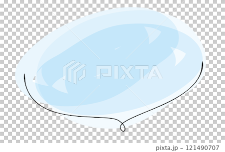 手書きの水彩風の吹き出しイラスト　下線　水色　蛍光ペン　単体 121490707