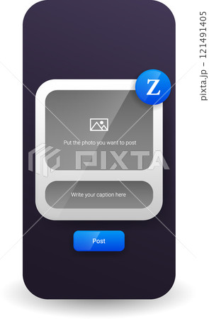 Social Media Post Upload Interface With Caption Input And Photo Placeholder 121491405