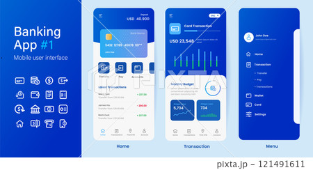 Mobile banking online smartphone app blue color application layout UI user interface money transfer management Mobile banking online smartphone app blue color application layout UI user interface money transfer management 121491611