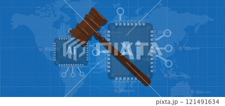Law AI artificial intelligence symbol hammer legal legislation in technology Law AI artificial intelligence symbol hammer legal legislation in technology 121491634