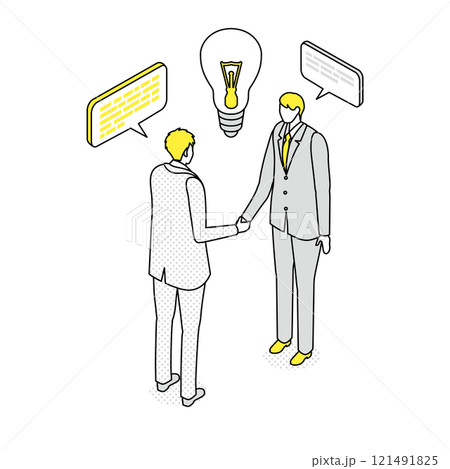 アイソメトリック_アイディアを共有してビジネスに活用する人々 121491825