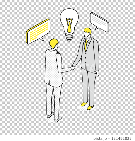 アイソメトリック_アイディアを共有してビジネスに活用する人々 121491825