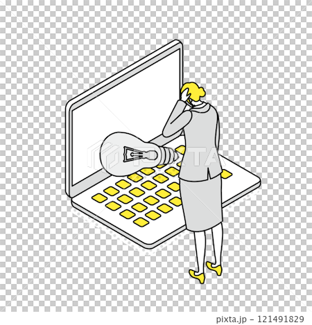 アイソメトリック_ビジネスでいいアイディアが浮かばない女性 121491829