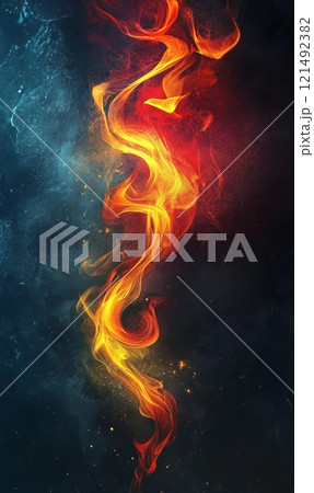 Flame on dark background, fire concept 121492382