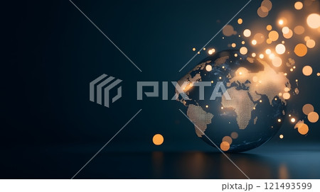 Earth surrounded by futuristic digital elements, symbolizing technology and movement Earth surrounded by futuristic digital elements, symbolizing technology and movement 121493599