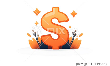 Minimal finance icon with a bold dollar sign, clean lines, and a modern design Minimal finance icon with a bold dollar sign, clean lines, and a modern design 121493865