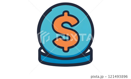 Simple finance icon with a bold dollar sign, minimalist design with a modern touch Simple finance icon with a bold dollar sign, minimalist design with a modern touch 121493896