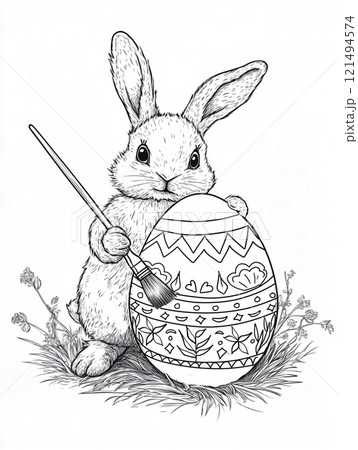 bunny colouring easter egg , coloring page bunny colouring easter egg , coloring page 121494574