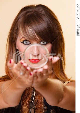 orient girl with makeup showing armlet 121495062