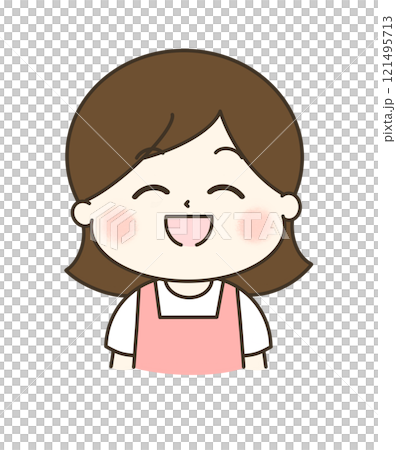 一個穿著圍裙微笑的女人上半身的可愛插圖 121495713