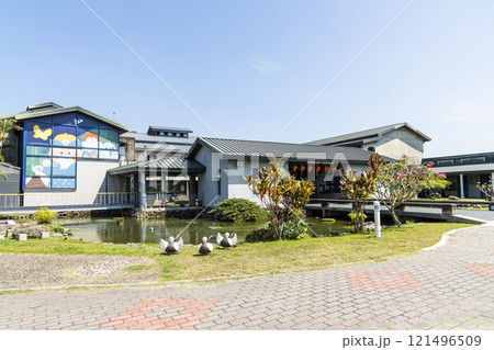 The architectural landscape of Meinong Hakka Cultural Museum in Kaohsiung, Taiwan. It is one of the famous attractions in Kaohsiung. 121496509
