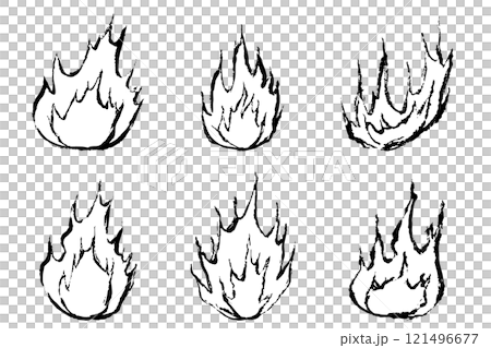 Set of hand-drawn flame illustrations Set of hand-drawn flame illustrations 121496677