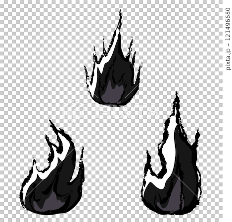Brush-drawn black flame illustration Brush-drawn black flame illustration 121496680