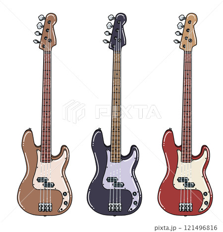 3本のベースのイラスト 121496816