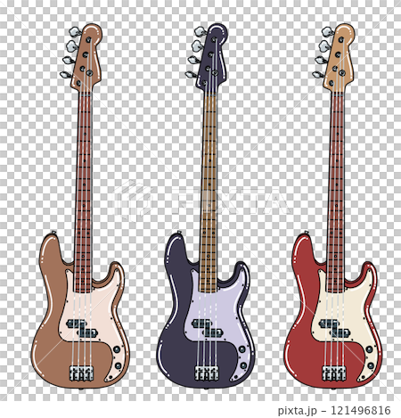 3本のベースのイラスト 121496816