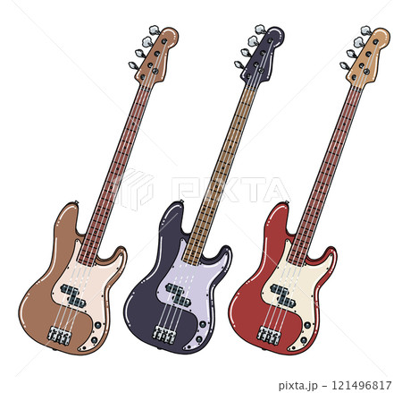 3本のベースのイラスト 121496817