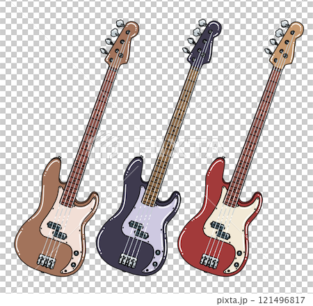 3本のベースのイラスト 121496817