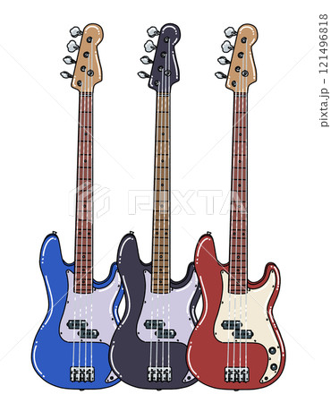 3本のベースのイラスト 121496818