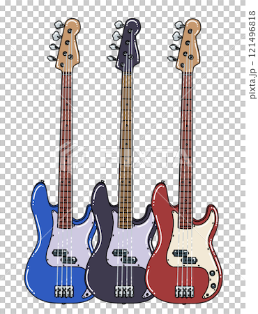 3本のベースのイラスト 121496818