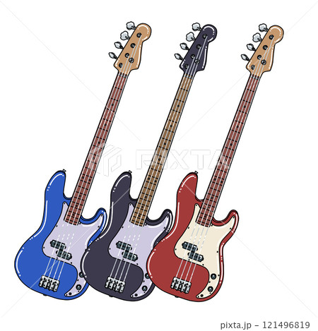 3本のベースのイラスト 121496819